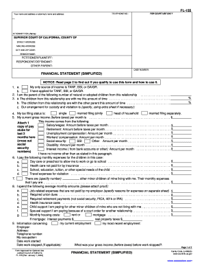 California Simplified Financial Statement
