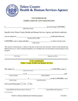 Verification of TANF Participation