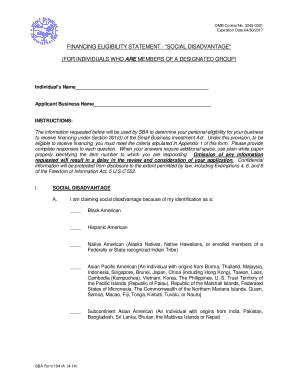 SBA Form 1941A Financing Eligibility Statement