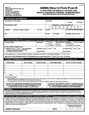 AGMA Health Fund Plan B Medical Expense Claim Form