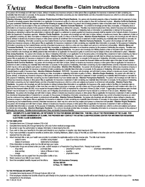 Aetna Medical Benefits Claim Form