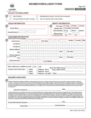 UHA Member Enrollment Form