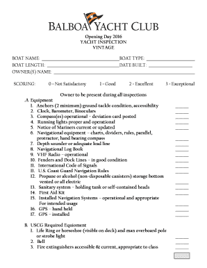 Yacht Inspection Form