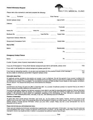 Medical Clinic Patient Information Request Form