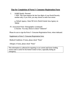 Form 5 - Consumer Registration Form
