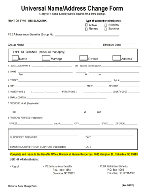 PEBA Insurance Benefits Name/Address Change Form