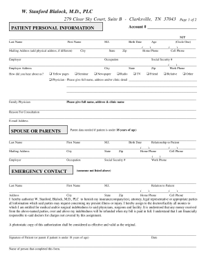Patient Information Form