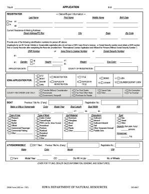 Iowa ATV/Boat/Snowmobile Registration Application