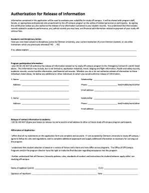 Authorization for Release of Information