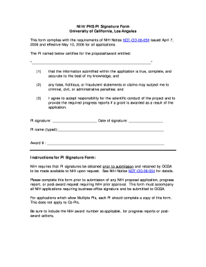 NIH Principal Investigator Signature Form