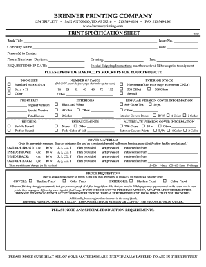 Print Specification Sheet