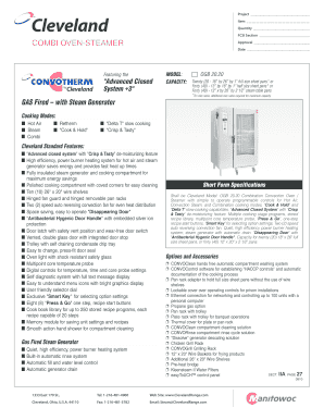 Cleveland OGB 20.20 Combination Oven-Steamer Specifications
