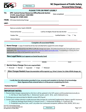 NC Personal Data Change Form