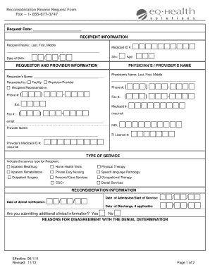 Reconsideration Review Request Form