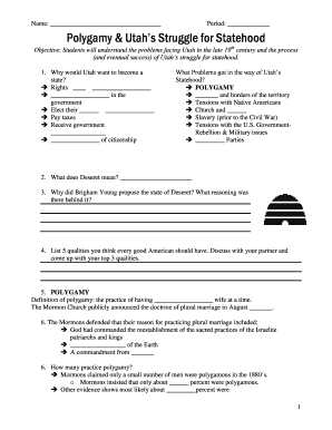 Utah Statehood Worksheet