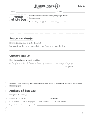 Morning Jumpstarts Reading Worksheet