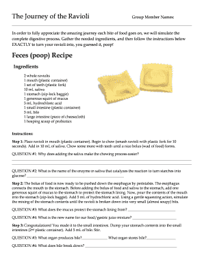 Ravioli Digestion Experiment Form