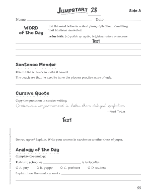 Morning Jumpstarts Reading Grade 6 Worksheet