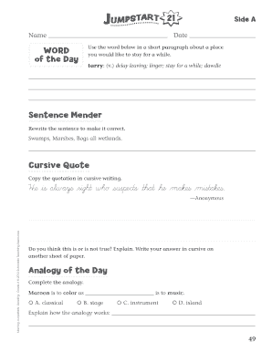 Grade 6 Morning Jumpstarts Reading Worksheet