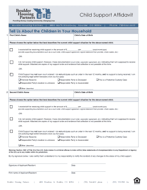 Child Support Affidavit