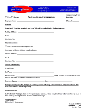 Employee Address and Contact Information Change Form