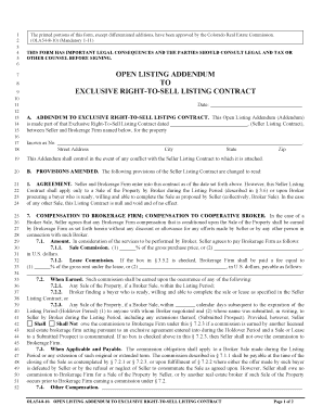 Open Listing Addendum to Exclusive Right-to-Sell Listing Contract