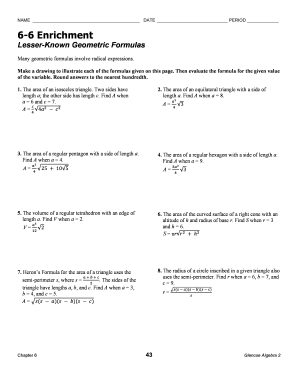 Lesser-Known Geometric Formulas Worksheet