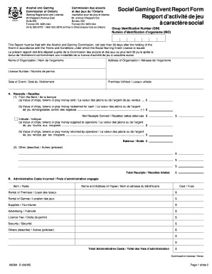 Social Gaming Event Report Form