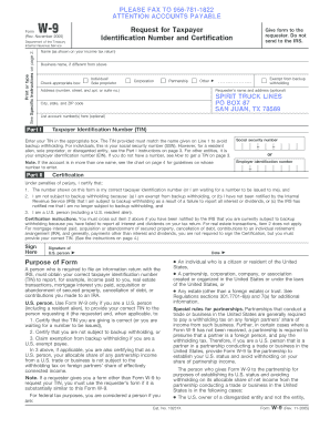 Form W-9 Request for Taxpayer Identification Number and Certification