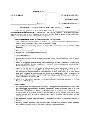 Texas Driving Safety Course Request Form