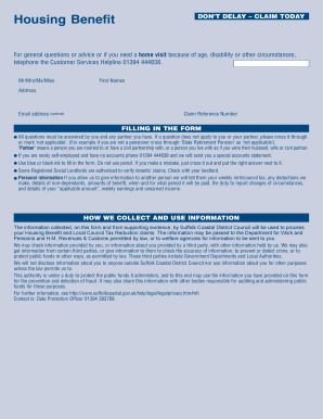 Housing Benefit and Local Council Tax Reduction Claim Form