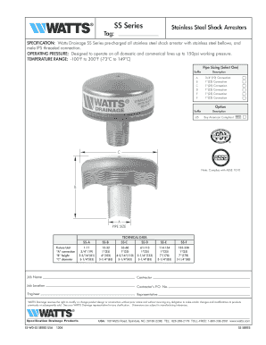 SS Series Stainless Steel Shock Arrestor Specification