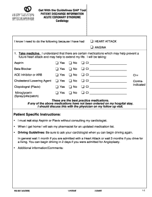 Acute Coronary Syndrome Patient Discharge Information