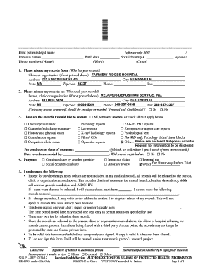 Authorization for Release of Protected Health Information