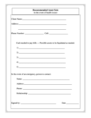 Recommended Asset Sale Form