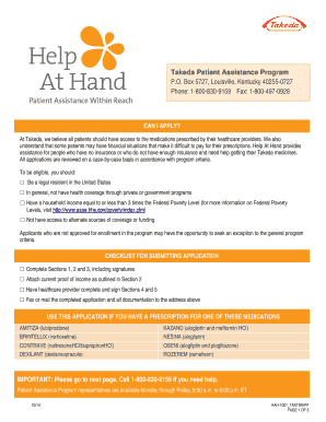 Takeda Patient Assistance Program Application