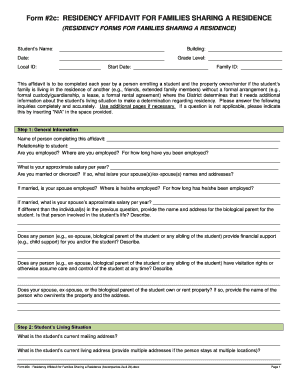 Residency Affidavit for Families Sharing a Residence
