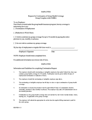 Employee COBRA Continuation Request Form