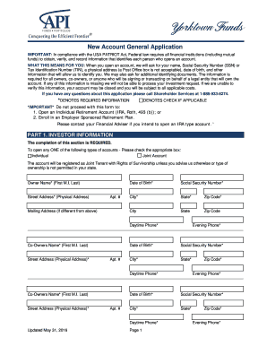 New Account General Application