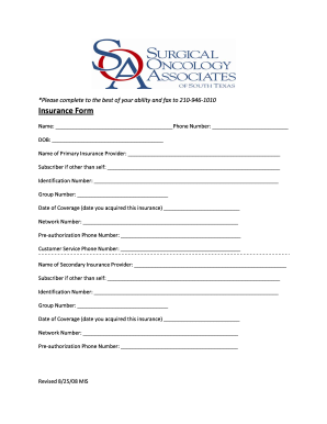 Insurance Information Form