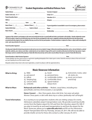 Student Registration and Medical Release Form