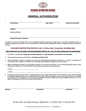 General Authorization for Records Disclosure