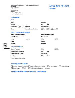 Anmeldung/Bericht Kinder‐ und Jugendpsychiatrie