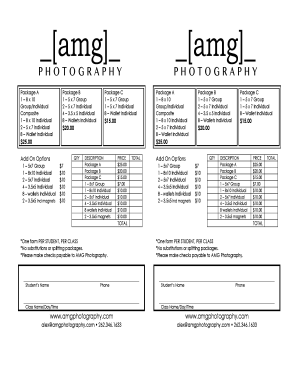 Photography Order Form