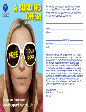 Harpers Health & Fitness Free Day Pass Voucher