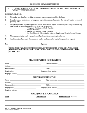 Request to Establish Paternity