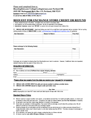 BicyclingHub Return Exchange Form