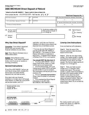 Michigan Direct Deposit of Refund Form