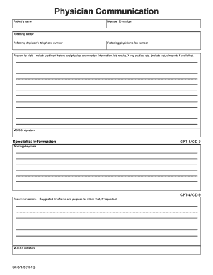 Physician Communication Form