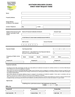 Southern Midlands Council Direct Debit Request Form